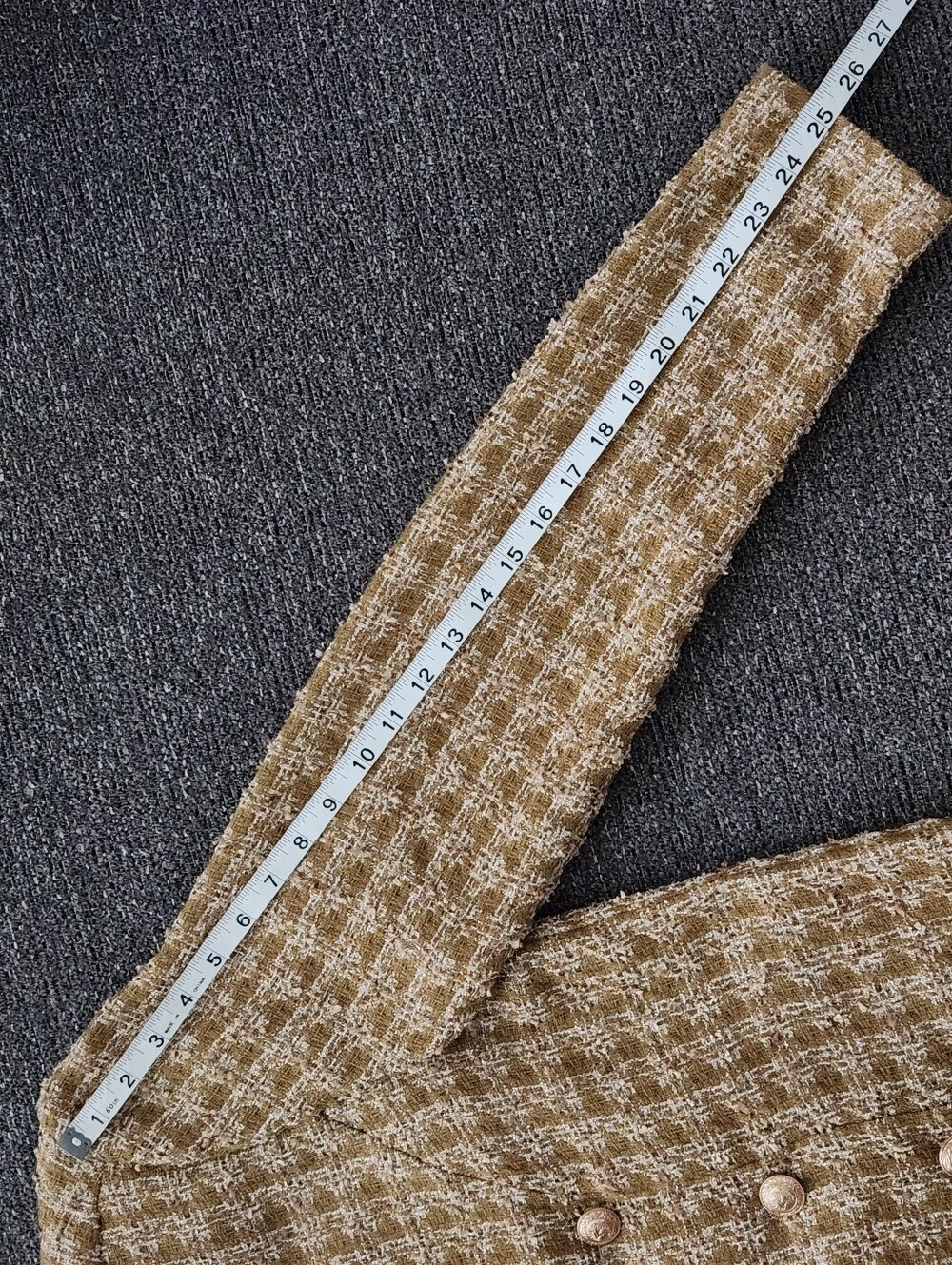 💛Elie Tahari💛 - Metallic Gold/Sparkle Desert Open Front Bouclé Tweed Jacket - Picture 16 of 16